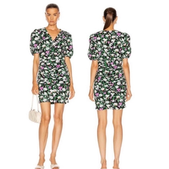 Self-Portrait Cold Shoulder Green Floral Dress Size 4